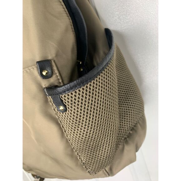 Madden Girl Olive Green Backpack With Mesh Pockets & Leather Trim - Picture 6 of 9